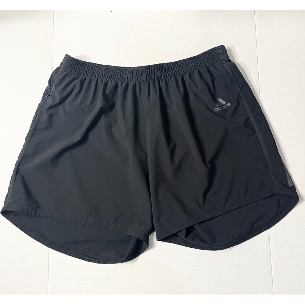 Adidas Running Shorts Mens Large Black 7in Climacool Brief Liner Zipper Pocket